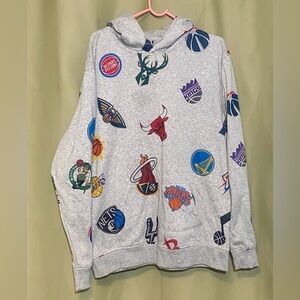 Ultra Game NBA Team Logos Pullover Grey Fleece Hoodie size L